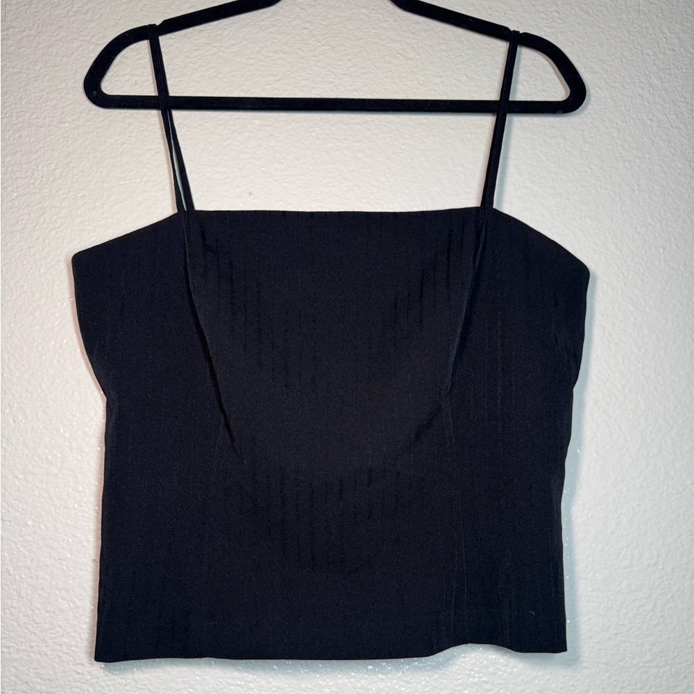 Women's Black Square-Neck Cropped Camisole